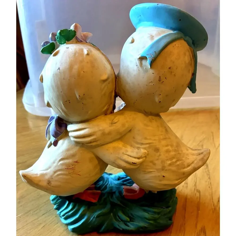 VTG Easter Chicks Sailor Boy & Girl Figurine Love Flowers Basket Spring Decor
